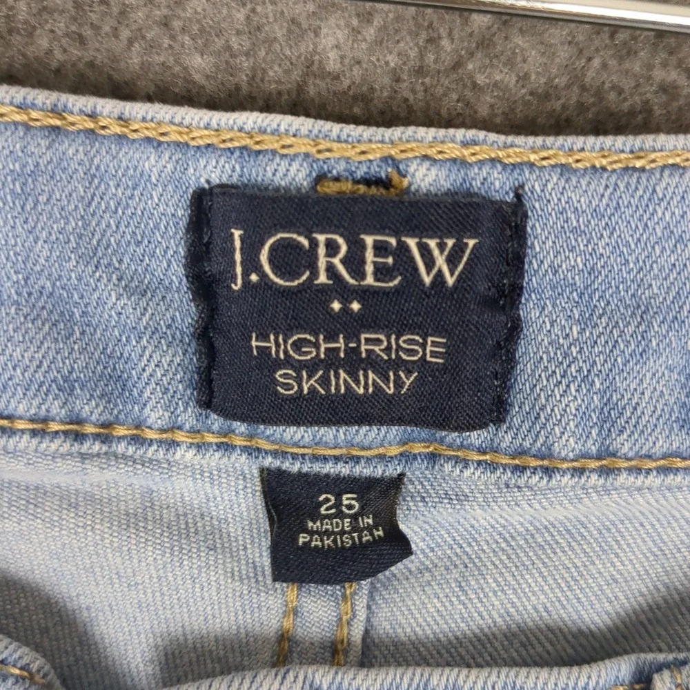J.Crew Womens High Rise Skinny‎ Jeans Light Wash Button Fly Size 25 Blue Denim